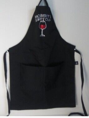 Apron Bling Wineglass Red White Rhinestone Crystals